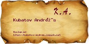 Kubatov András névjegykártya